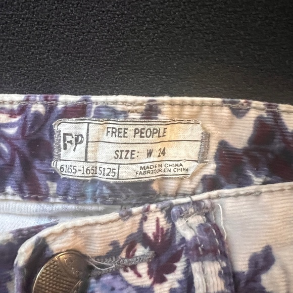 Free people, corduroy, floral printed pants, hip huggers - Picture 6 of 6